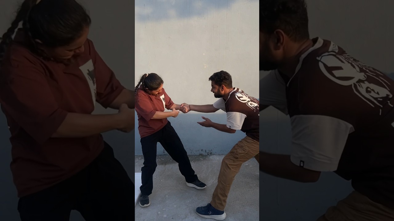 Hand grab self defence technique for girls