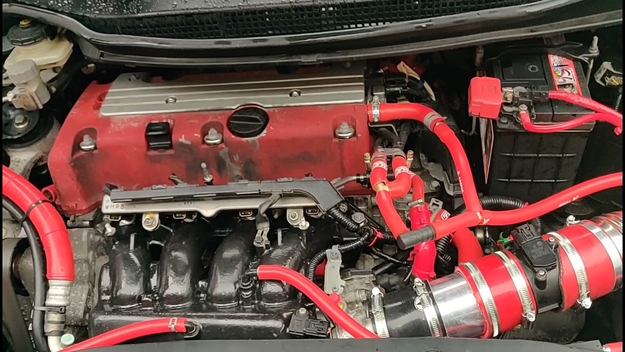 fn2 k20 manifold and j35 tb back on, new oil catch can install and first start up.