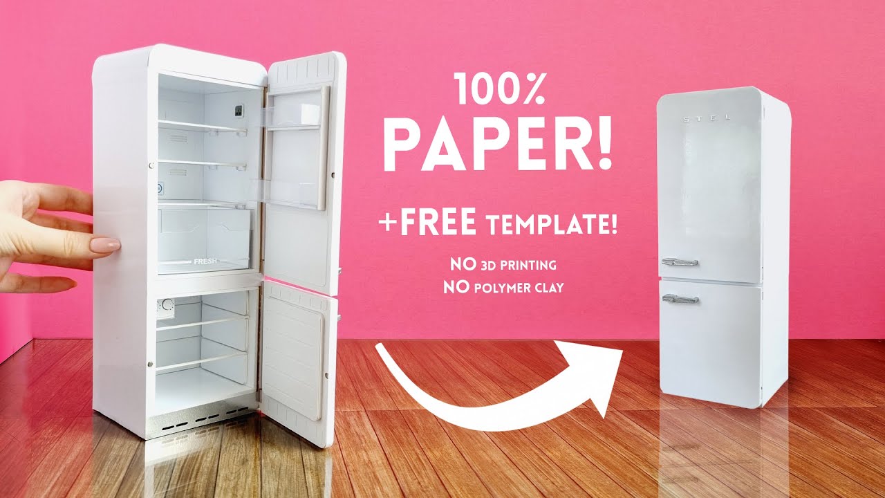 Miniature FRIDGE for BARBIE DOLLS  | Make a DOLLHOUSE REFRIGERATOR with PAPER!