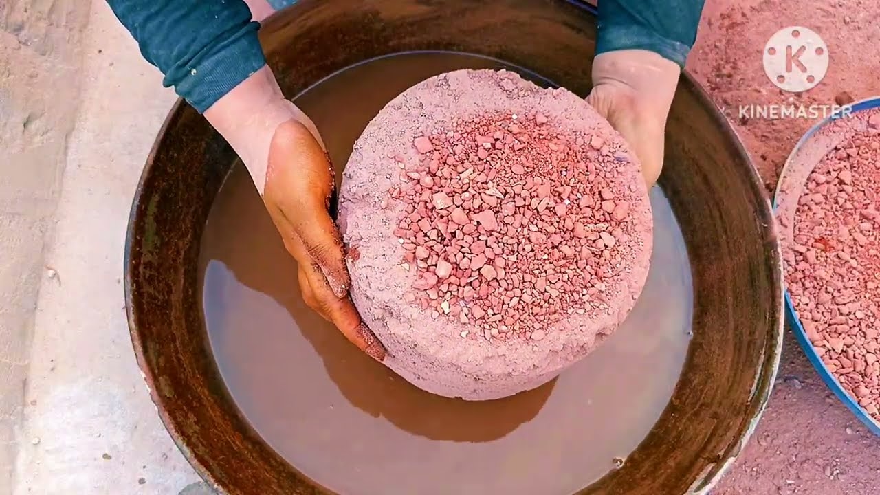  super soft dusty crispy gritty red sand cakes crumble dry+water+dipping 💯🤤