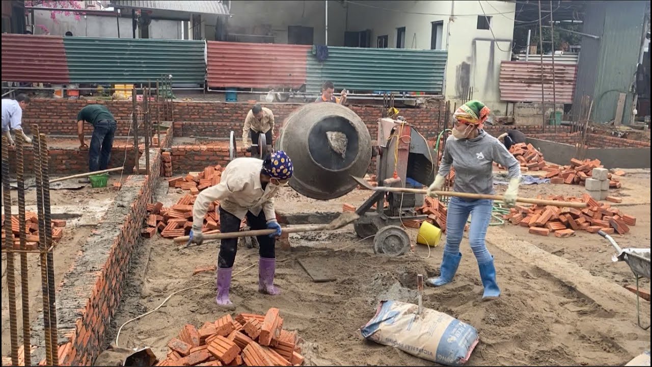 💪A 60-Year-Old Woman's Amazing Contribution to 🏢 a 4-Story Building Foundation 185m²🧱Amazing Cons