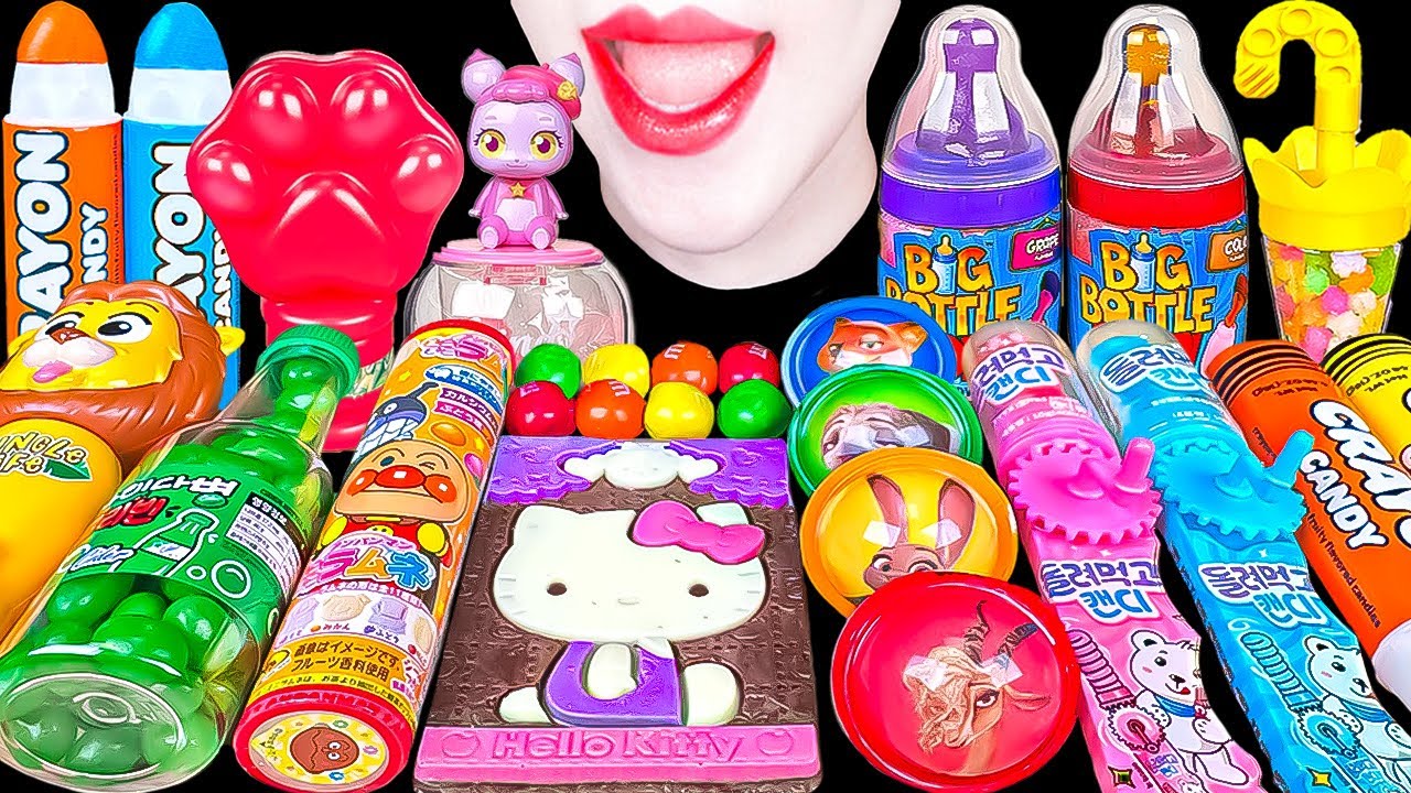 ASMR Character Toy Candy Mukbang🦊캐릭터 캔디 먹방 Zootopia, Hello Kitty, Anpanman Candy 주토피아 헬로키티 호빵맨