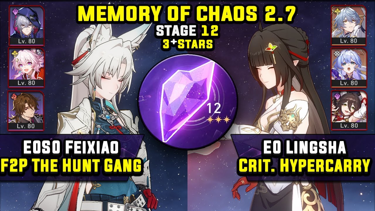 E0 Feixiao F2P Carry & E0 Lingsha Crit. Hypercarry (3 Stars) Memory Of Chaos 12 Honkai Star Rail 2.7