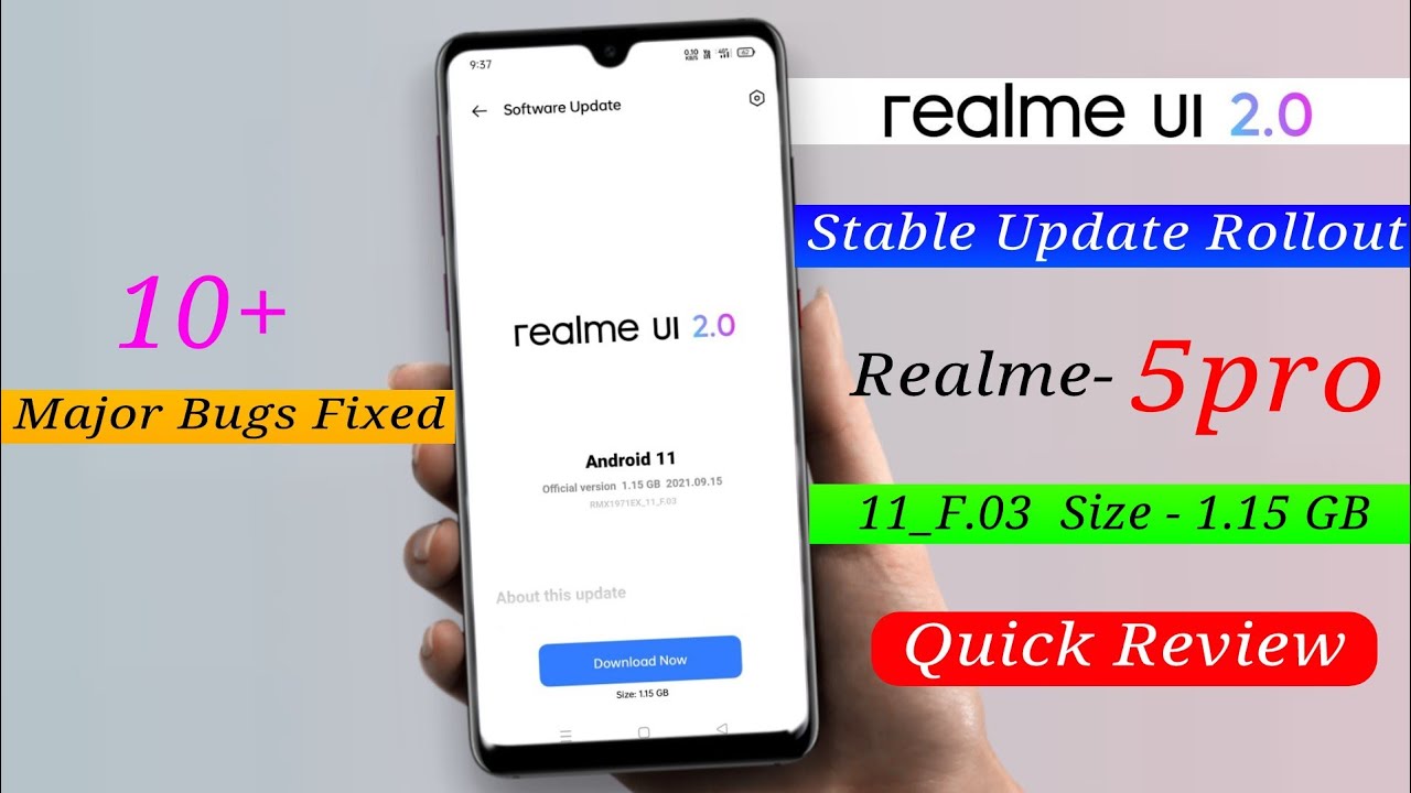 Realme 5pro realme UI2.0 Stable Update|Realme 5pro Android 11 F.03 stable update review|10+ Bugs Fix
