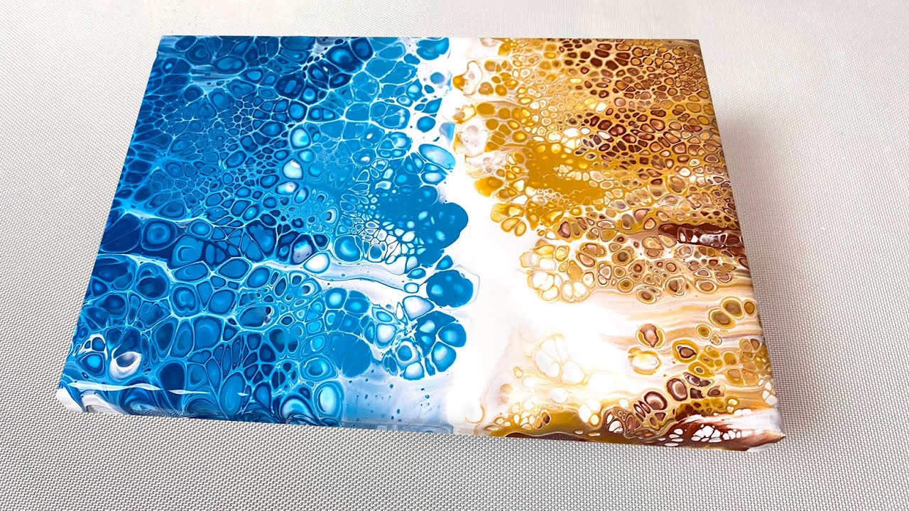 Abstract Acrylic Painting Ideas - Shoreline with Fluid Art