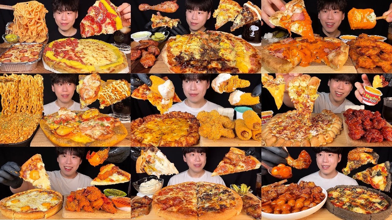 다양한 피자와 다양한 사이드 메뉴 먹방 2시간 30분 모음집!! 페퍼로니 피자, 치즈 피자, 고구마 피자, 콤비네이션 피자 등 Korean pizza mukbang 2hr