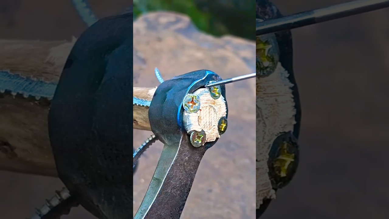 Crazy way to attach a hoe handle extremely firmly! #hoe #shorts #diy