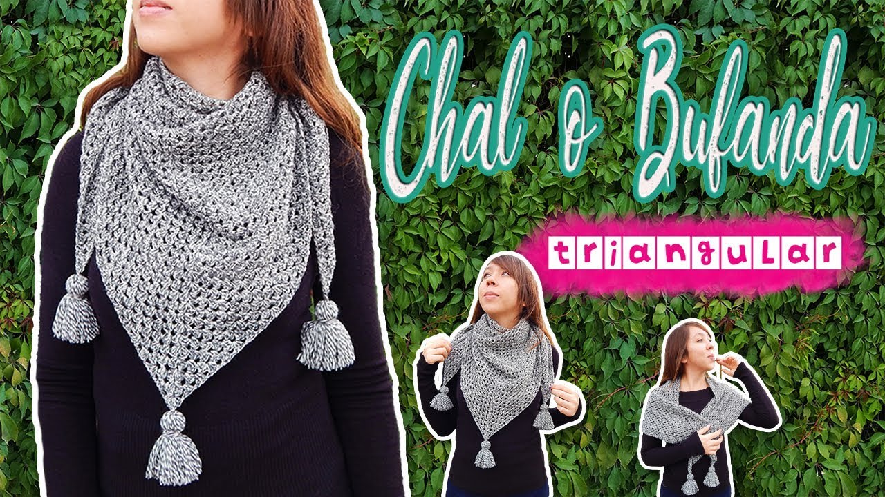 Chal o Bufanda triangular Tejida a Crochet - PASO A PASO muy fácil HILO KNITCRATE