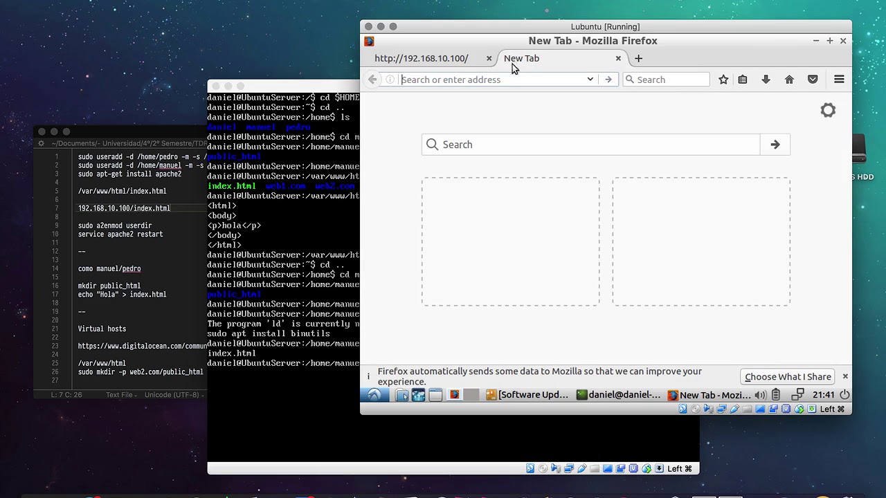 Apache (linux) - Hosts virtuales y directorios de usuario