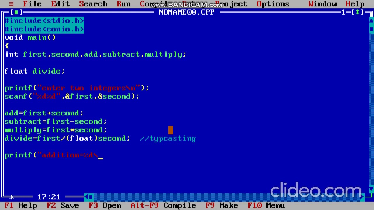 C program to perform addition, subtraction, multiplication and division