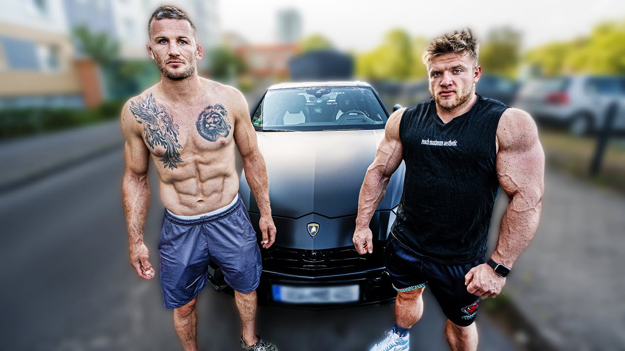 Nach dem Training passt Urs nur in einen Lamborghini rein