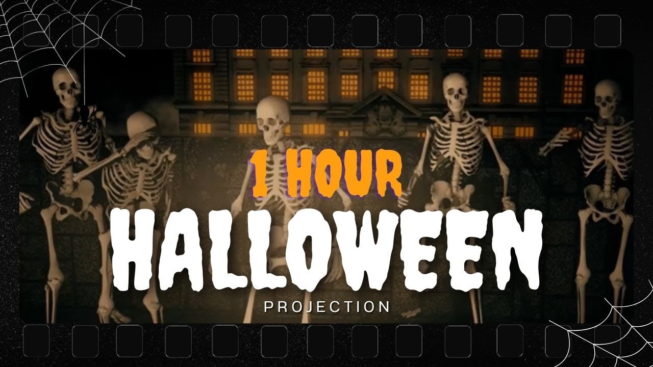 1 Hour Halloween Window Projection Loop | Animated Skeletons & Ghosts | Haunted House Decor 2025