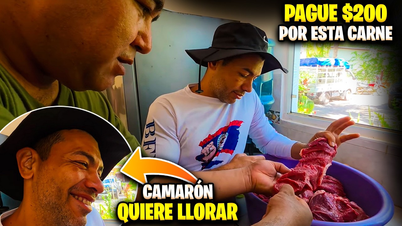Camarón dice lo que pagó por la carne y queria que Edgar la preparara a su estilo.