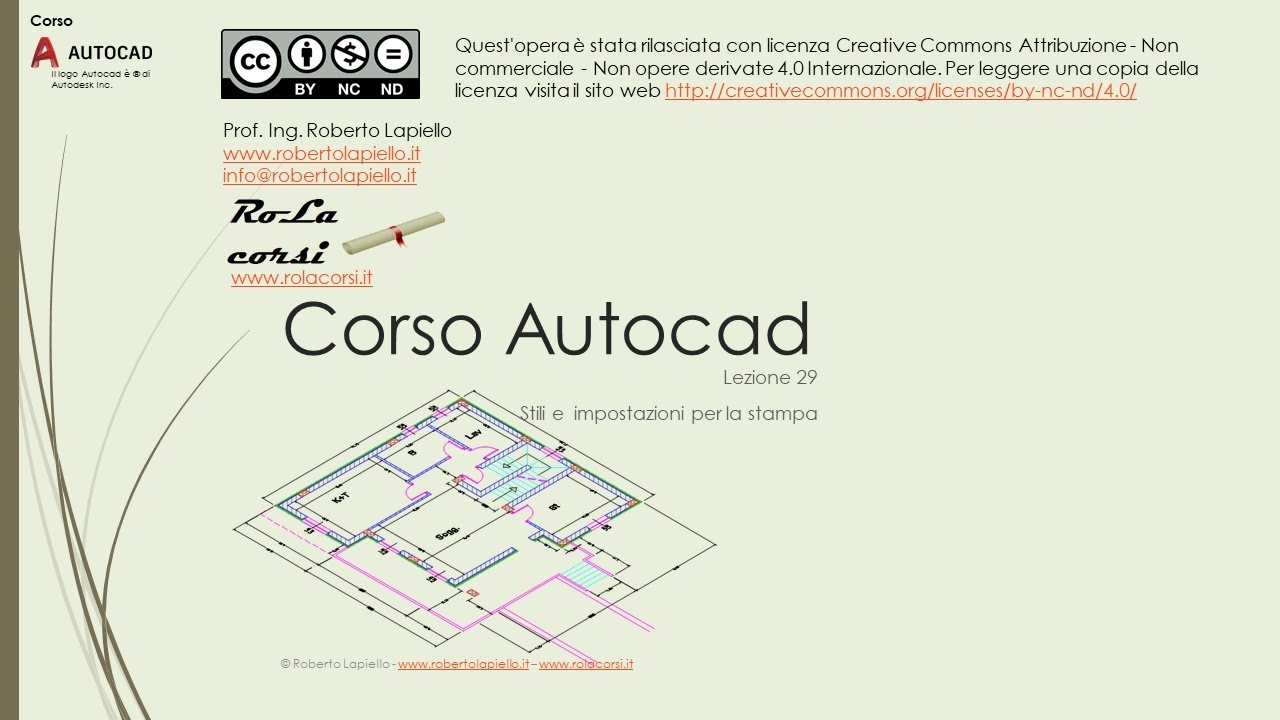 Corso Autocad - Lezione 29 - Stili e impostazioni per la stampa