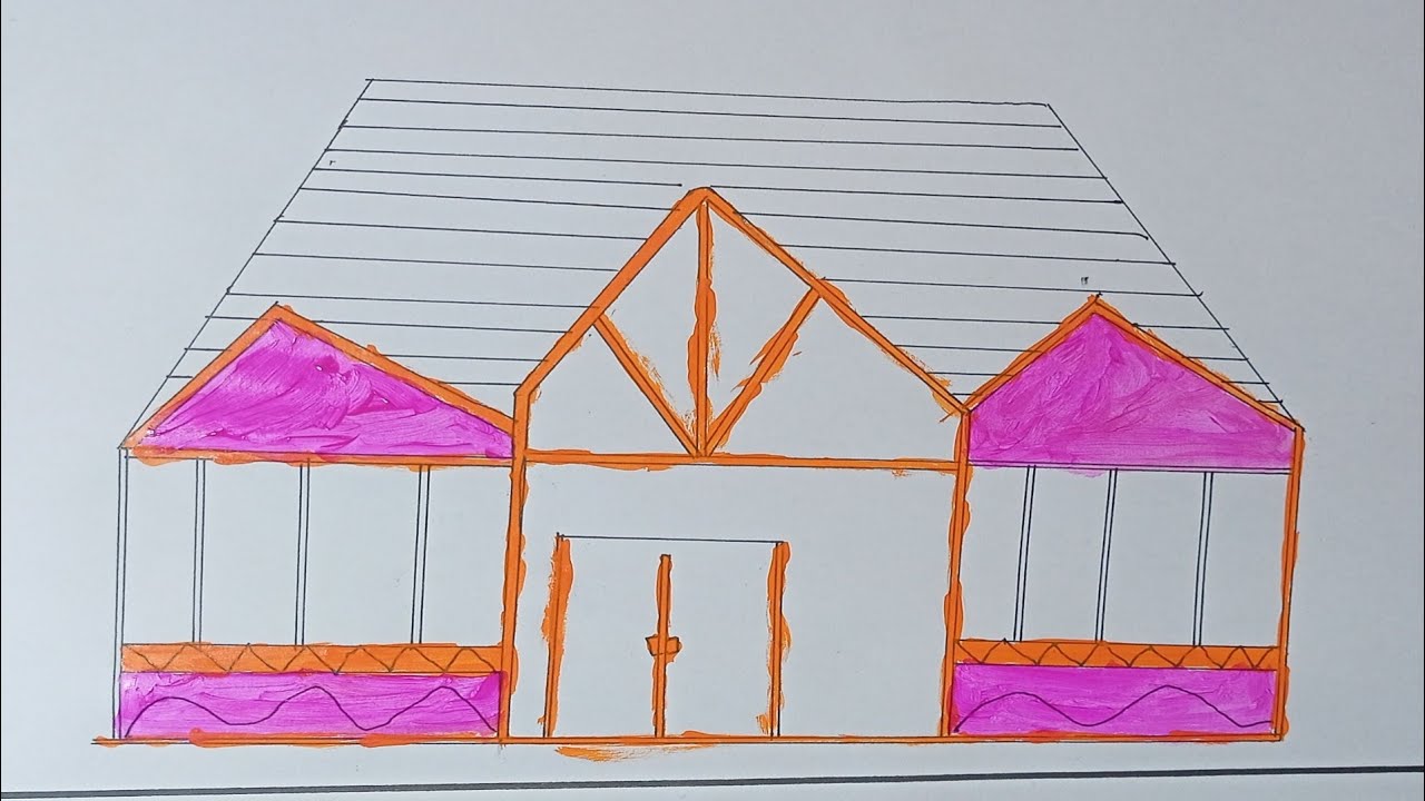 Easy House Drawing and Coloring Tutorial for Beginners | Kids Drawing