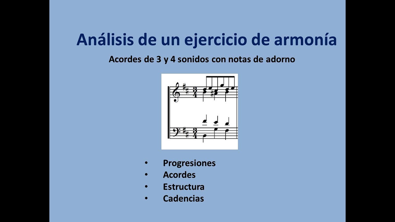 Análisis de un ejercicio de armonía: acordes, notas de adorno, cadencias y estructura
