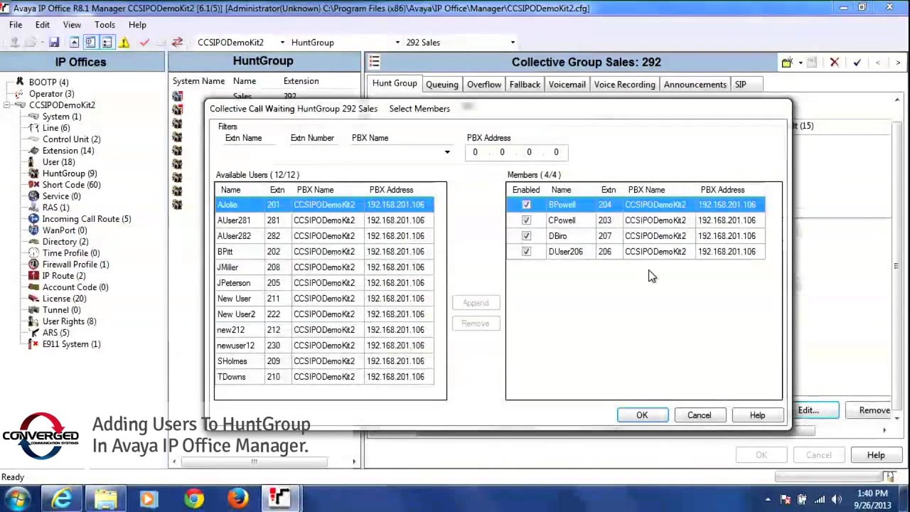 How to Add Users to Hunt Group via Avaya IP Office Manager Tool