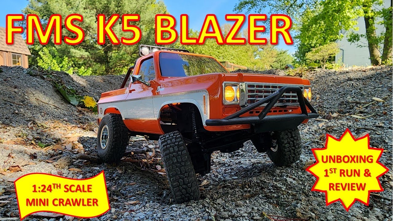 FMS K5 Chevy Blazer 1:24th scale crawler unboxing, 1st run and review!