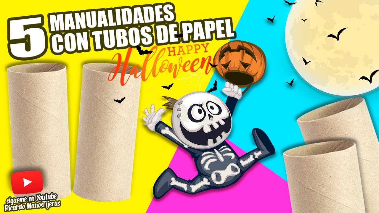 5 MANUALIDADES CON TUBOS DE PAPEL HIGIÉNICO PARA HALLOWEEN|Manualidades Reciclaje|DIY