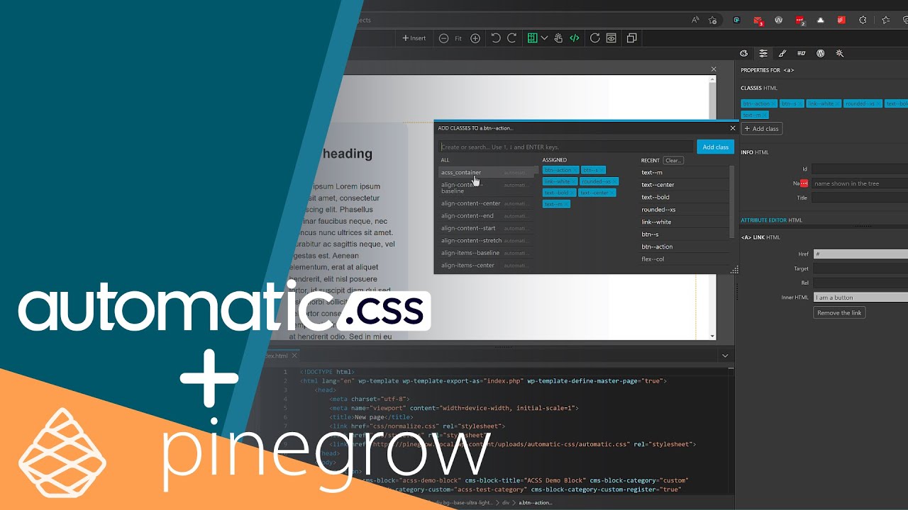 Using Automatic.css with Pinegrow