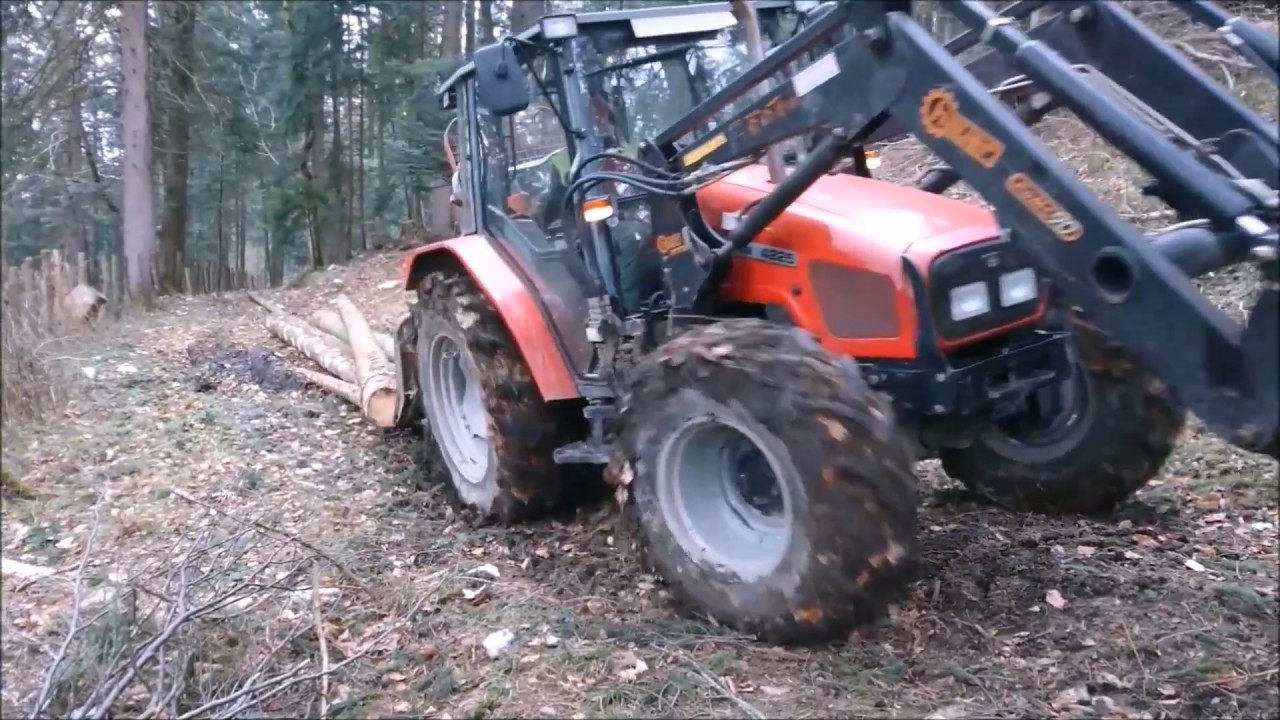 Forstarbeit mit Massey Ferguson, Frontlader, Rückewagen, Seilwinde | soundvideo AT