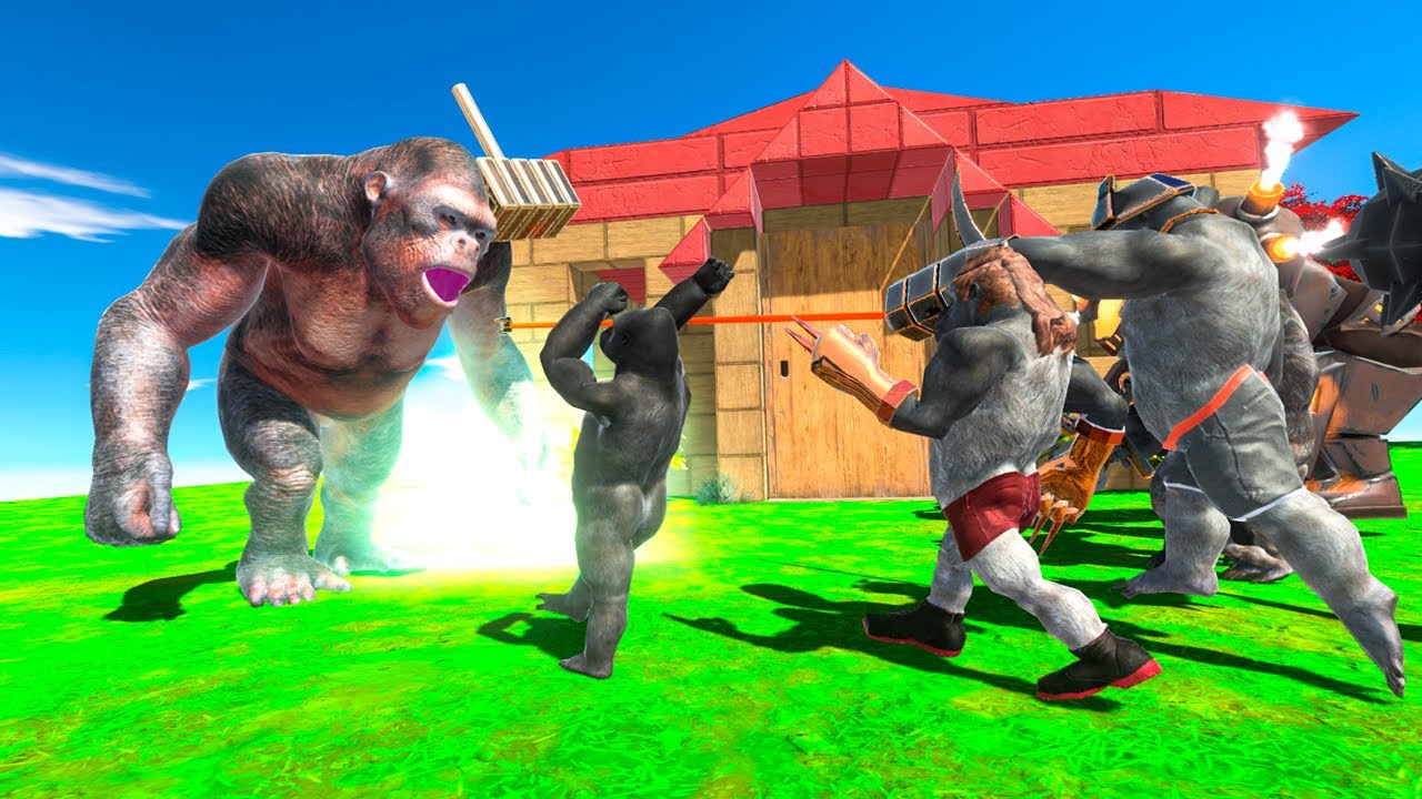 Primate Neighbors attack Goro's House - Animal Revolt Battle Simulator