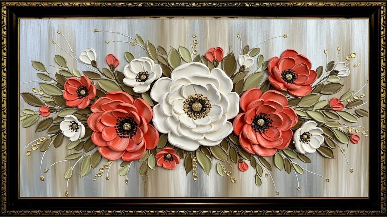 Modern Coral Floral Statement | Elegant Interior Canvas 4K