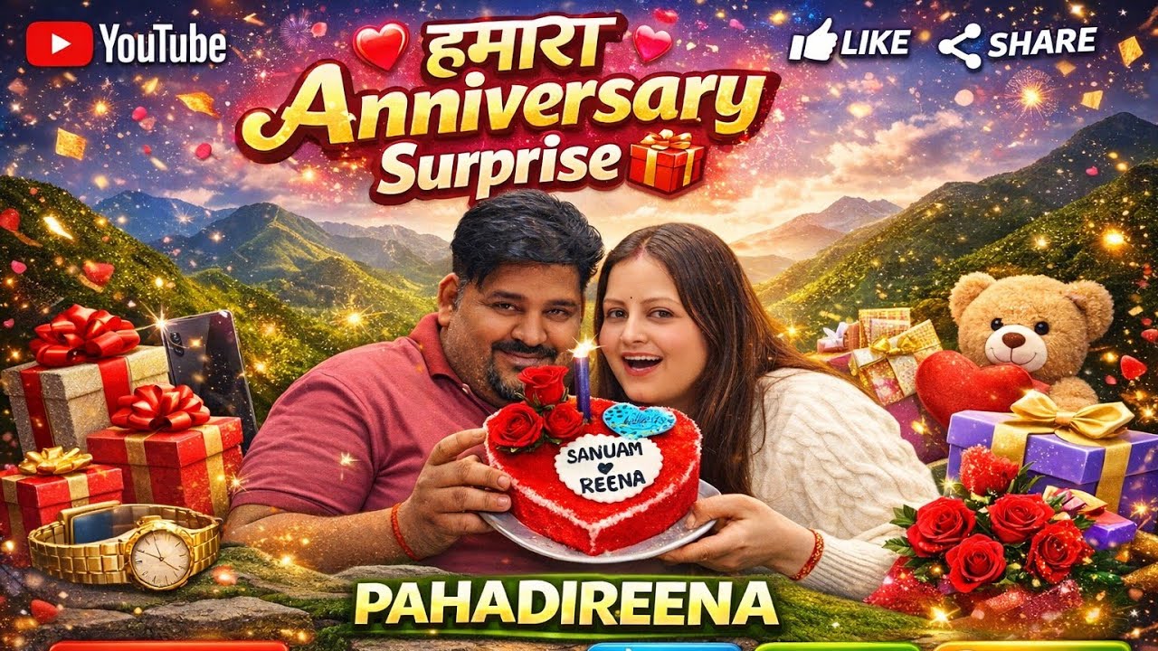 हमारी Anniversary पर मिला ढेर सारे Gifts 🎁 | Anniversary Celebration Surprise Vlogs #pahadireena 
