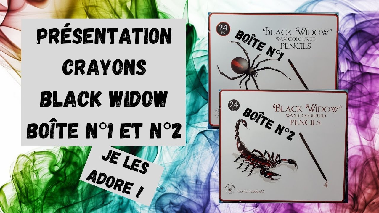 🌈Présentation✨💖 CRAYONS BLACK WIDOW BOÎTES ARAIGNÉE 🕷N°1 ET SCORPION 🦂N°2💖✨