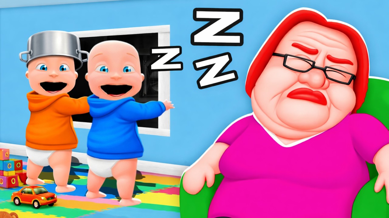 Baby & Brother SNEAK AWAY From EVIL BABYSITTER!!!
