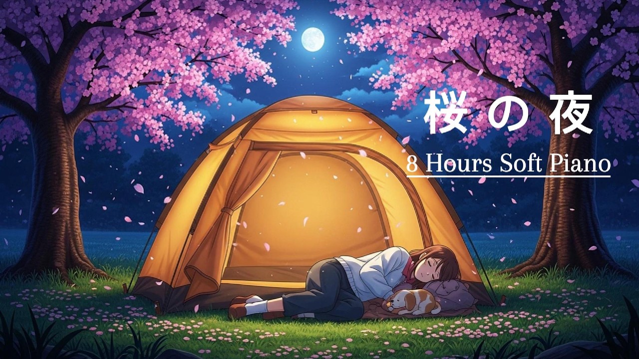 🔴 LIVE:  Moonlight Sakura Night 🌙 Soft Piano for Deep Sleep (8 Hours) | 桜の夜・安眠ピアノ
