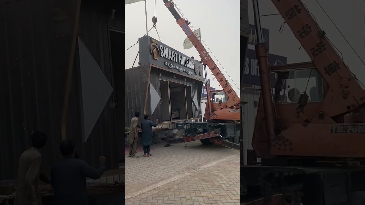 Shifting 20x12 container office to another spot in Smart Housing Multan. 🌸