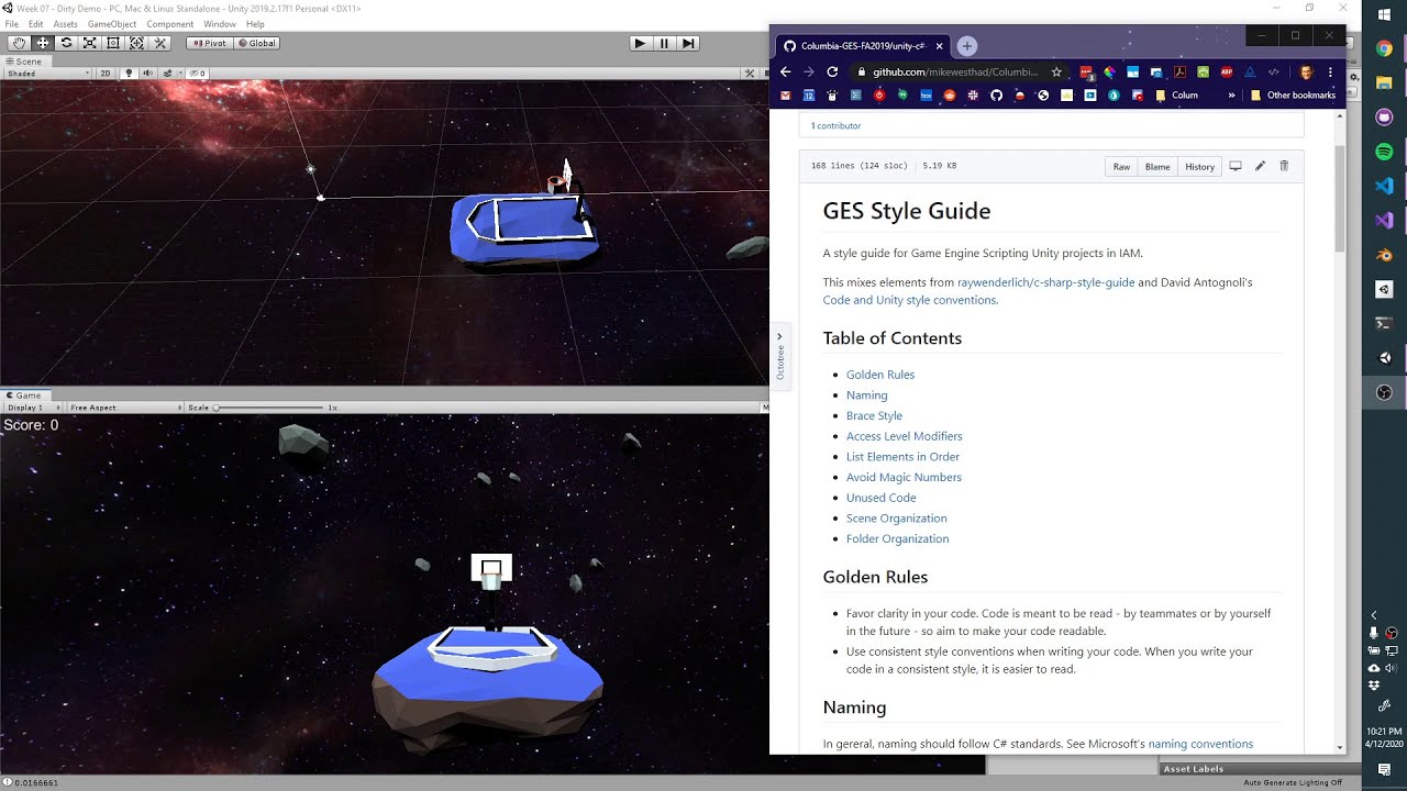 GES SP20: Clean Code and Well-Organized Unity Projects