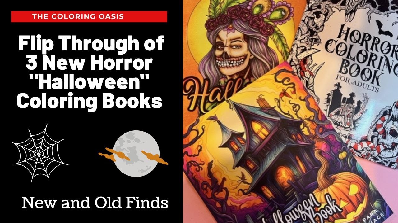 Flip Through of Horror and Halloween Adult Coloring Books | Deena Stone, Mardel Rubio