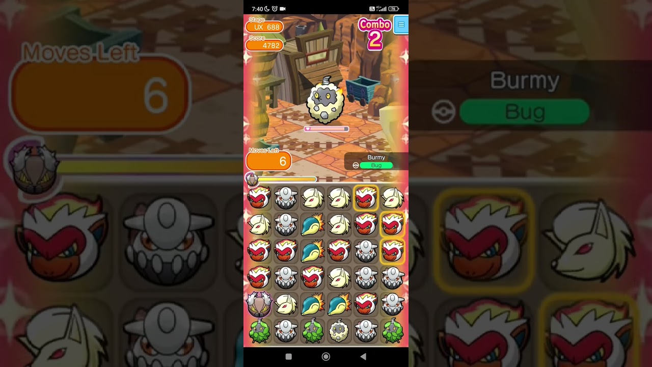 Pokemon Shuffle - UX 688 Burmy (Sandy Cloak) Itemless Clear
