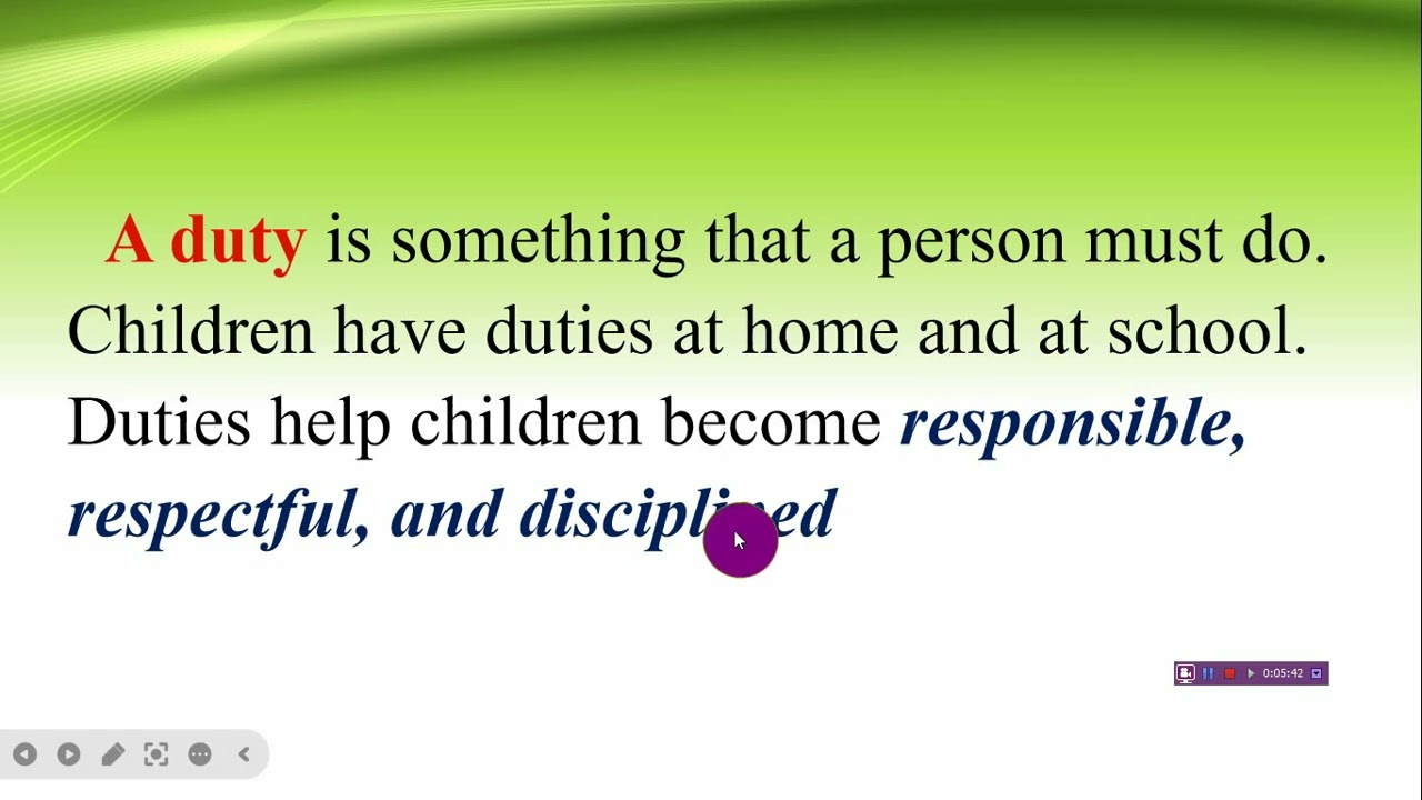 Reading1: child's duties at home and at school 