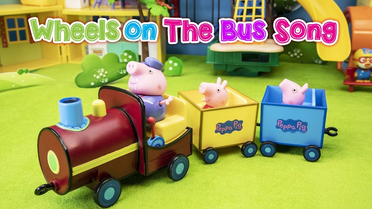 Peppa pig Grandpa’s Little Train Song Wheels On the Bus ♥Toy Nursery Rhyme♥ Kids Songs