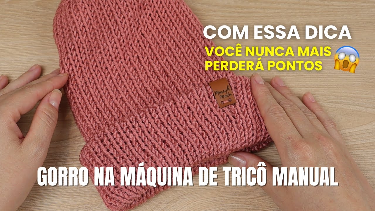 Gorro na MÁQUINA de TRICÔ manual 🧶 Faça sua primeira peça em apenas 20 MINUTOS ⏰  PASSO A PASSO 💕