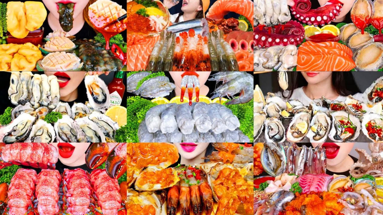 1 HOURS FRESH SEAFOOD MUKBANG COMPILATION 💯 SATISFYING ASMR RAW SEAFOOD EATING SHOW REAL SOUND 