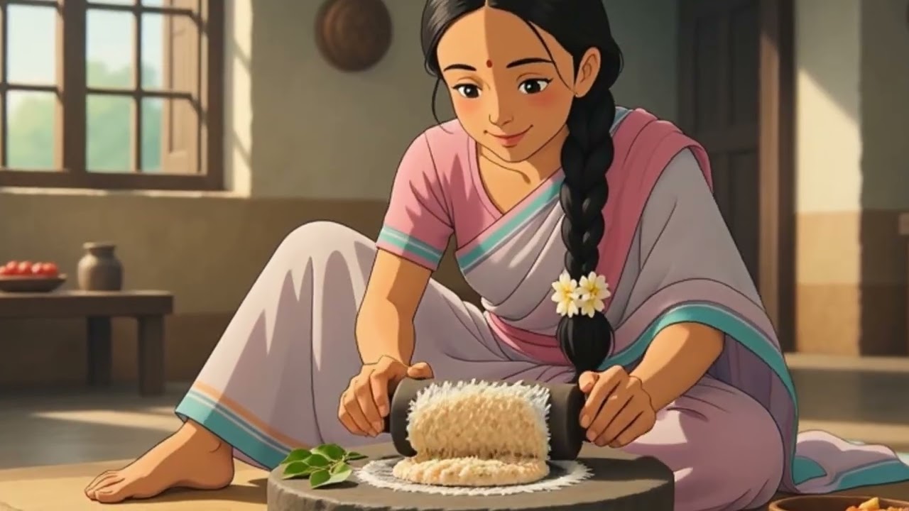 A Peaceful 1970’s Indian Village Women Morning 🌿 | Ghibli Style ASMR  #ghibli #slowliving #aesthetic