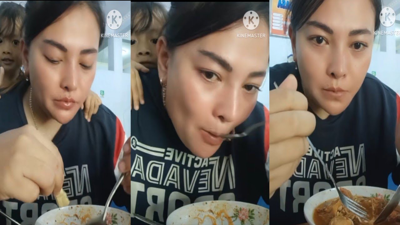 driver cantik Lina ozora ngajak anaknya makan bakso saat lagi libur nyupir bus Agramas
