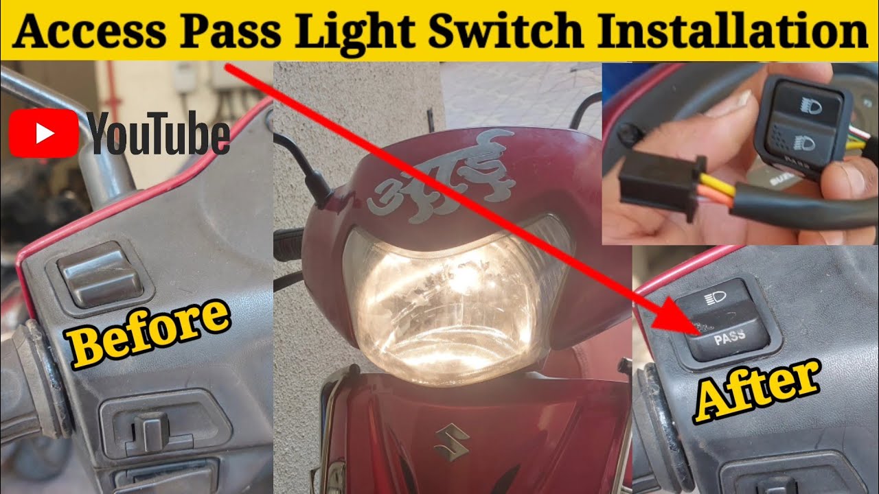 Pass Light 💡 Switch Installation 🪛 Without Wire Cutting 🛠️ Detailed Video ✨ Suzuki 🛵 Access 2🅾️10