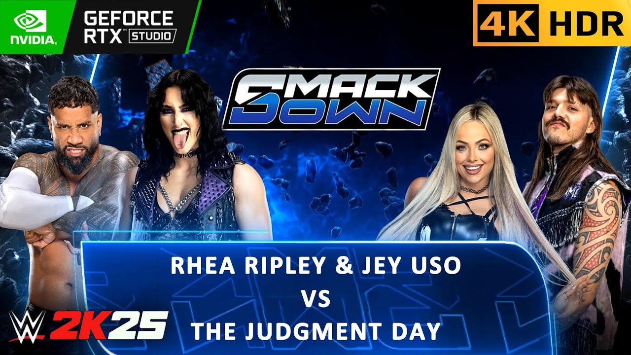 WWE 2K25 | RHEA RIPLEY & JEY USO vs LIV MORGAN & DOMINIK MYSTERIO | #wwe #wwe2k25 [4K60HDR]