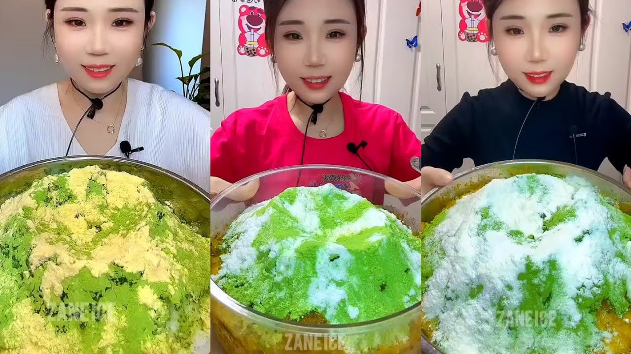 ASMR YY(FINISHING) SOFT SPOONFUL ICE EATING DRENCHED WITH MATCHA AND MILK POWDER 