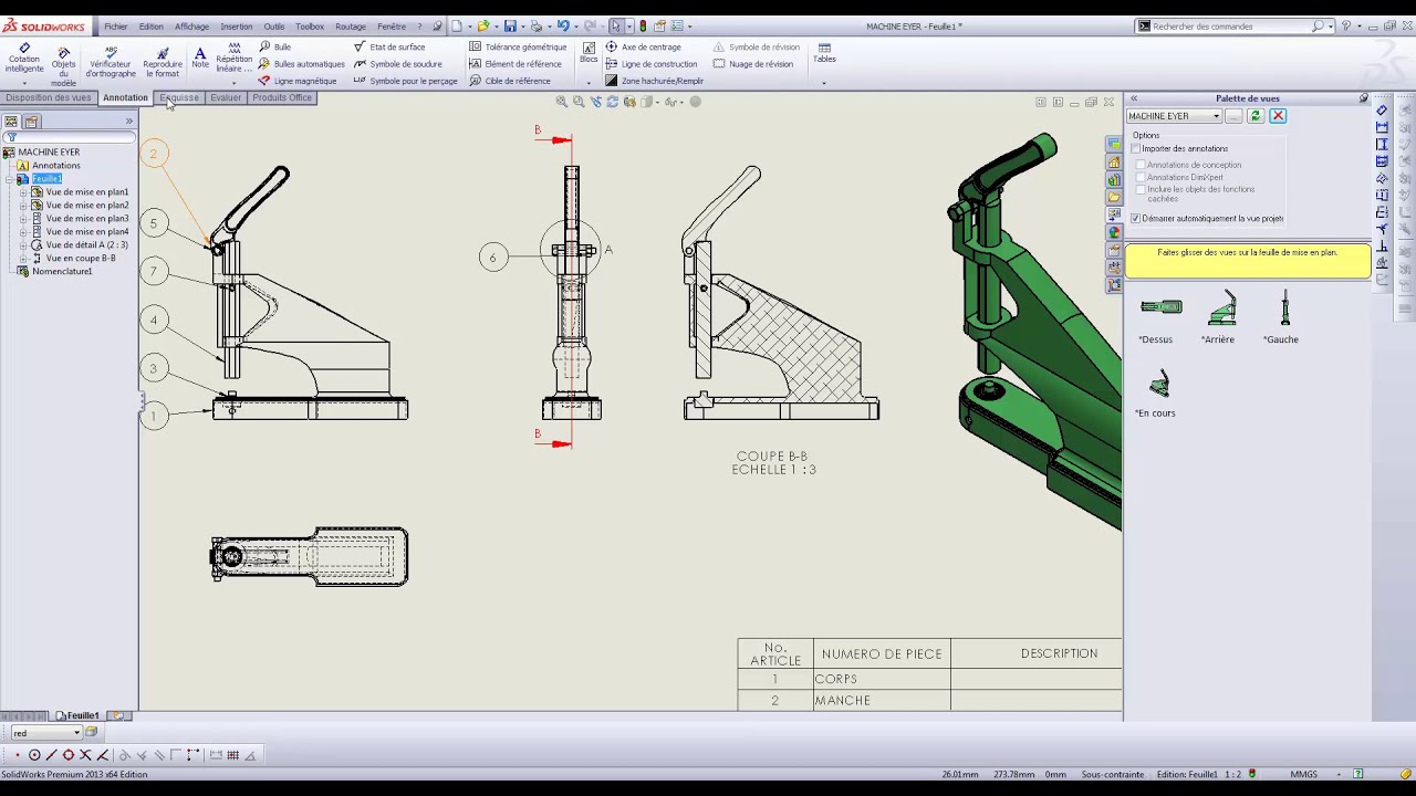 Mise en plan SolidWork  dessin ensemble
