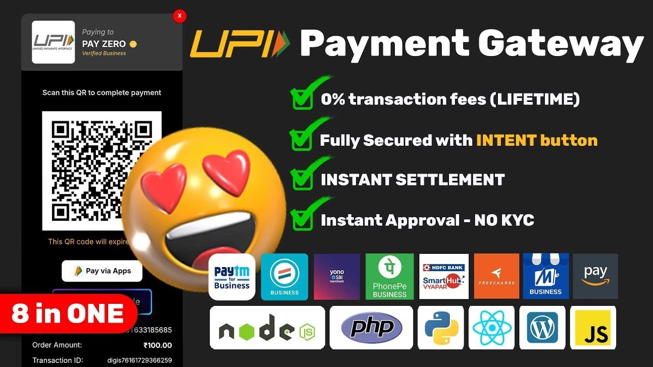 FREE UPI Payment Gateway Source code Download | Fast UPI Payment, Personal QR + Business QR