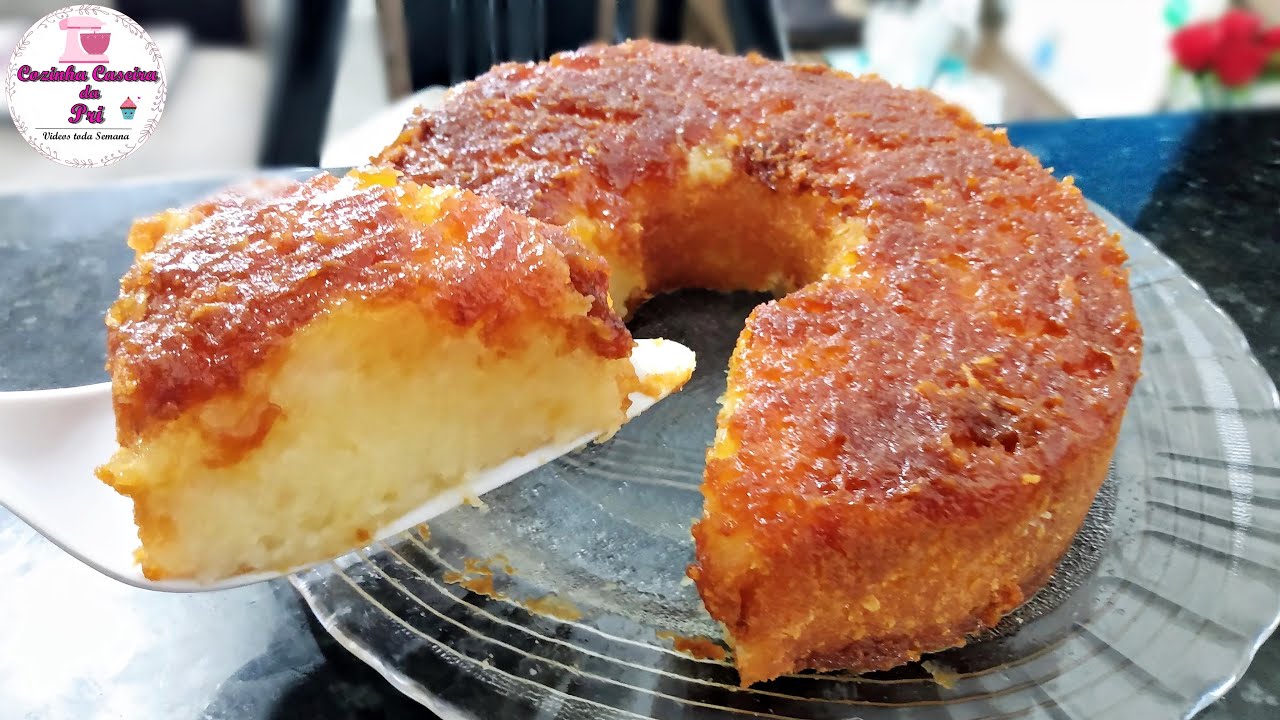 BOLO DE MACAXEIRA CARAMELIZADO
