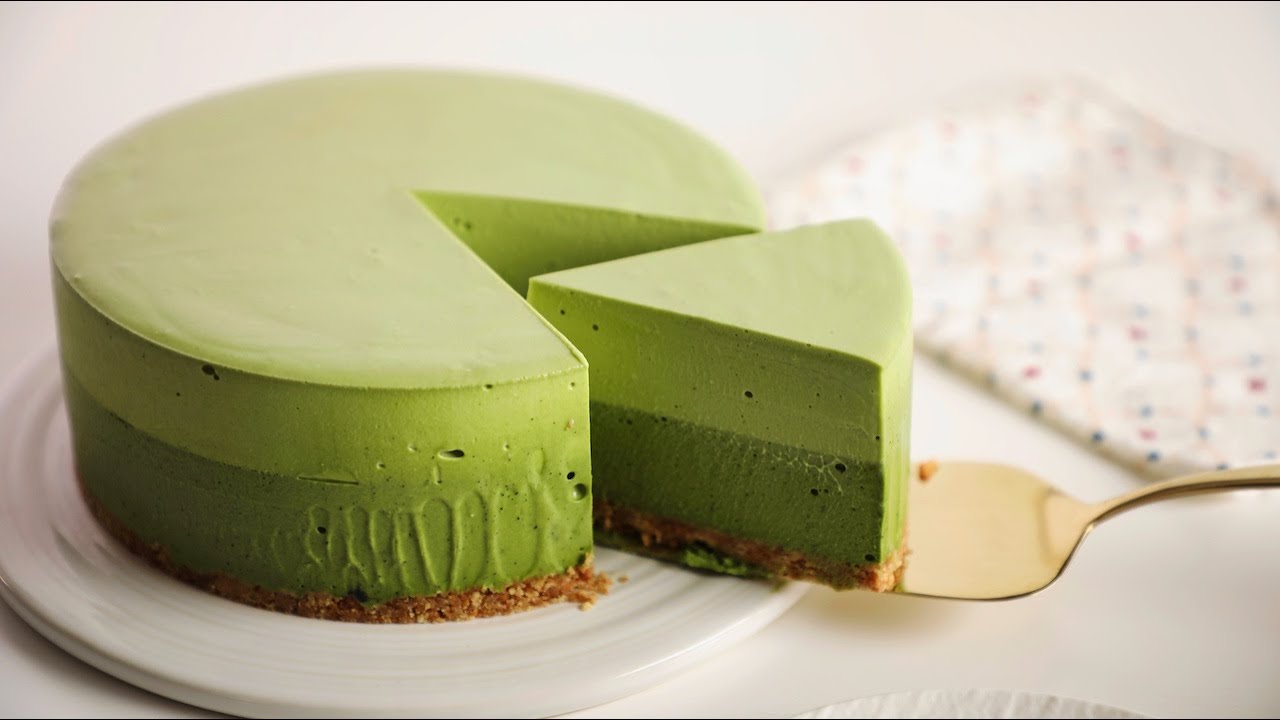 免焗雙層抹茶豆漿芝士蛋糕 | [No Bake] Two-layer Matcha Soy Milk Rare Cheesecake