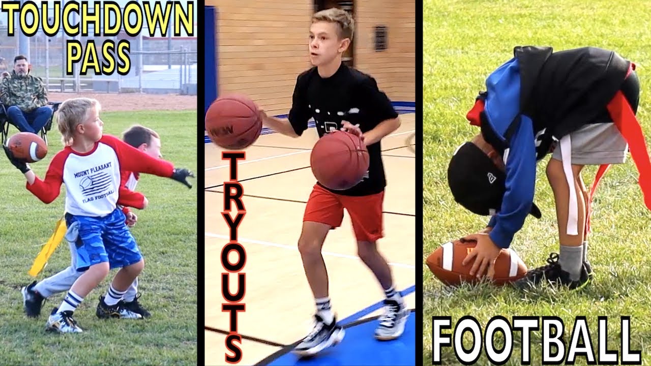 BASKETBALL TRYOUTS, 2 FLAG FOOTBALL GAMES and FIRST TOUCHDOWN PASS! 🏈🏀