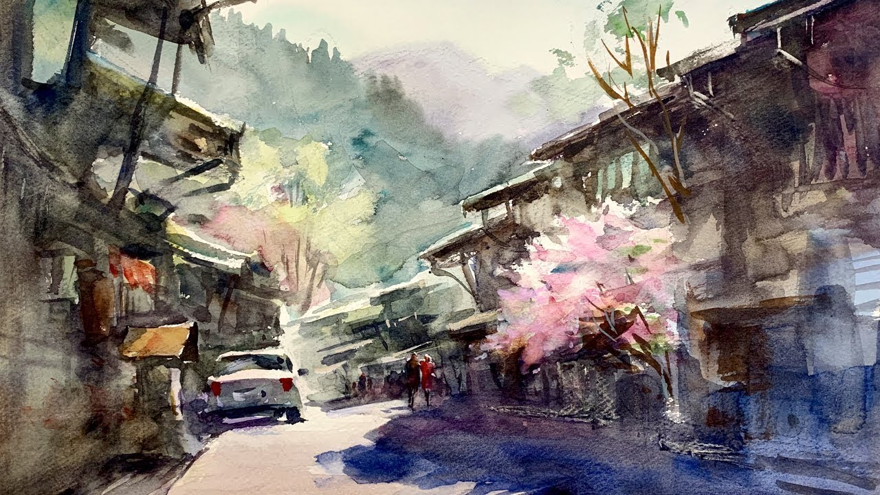 Beautiful old town - Healing Watercolor Art - Calming